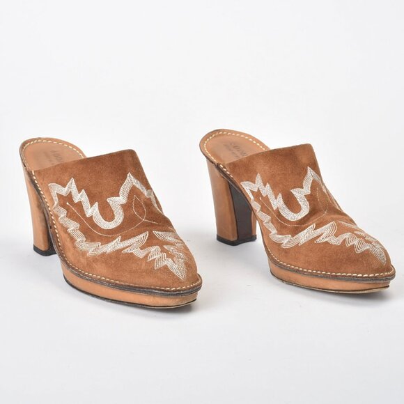 Donald Pliner Western Couture Embroidered Clogs Size 8.5 - Picture 2 of 7